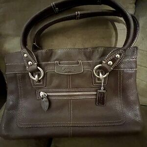 Brown leather Coach purse